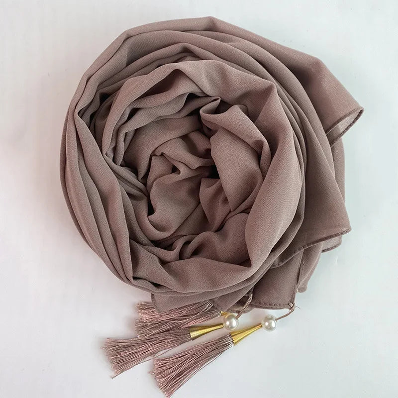 Bubble Chiffon Hijab Solid Color Long shawls - Palm and Thread