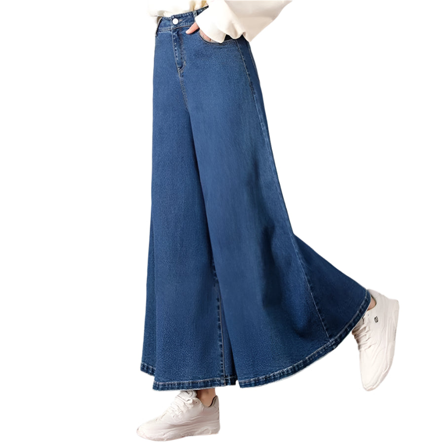 Loose High Waist Culotte Jeans Pant - Palm and Thread