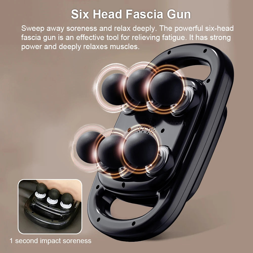 Wireless Fascia Gun Six-head Deep High Frequency Vibration - Palm and Thread