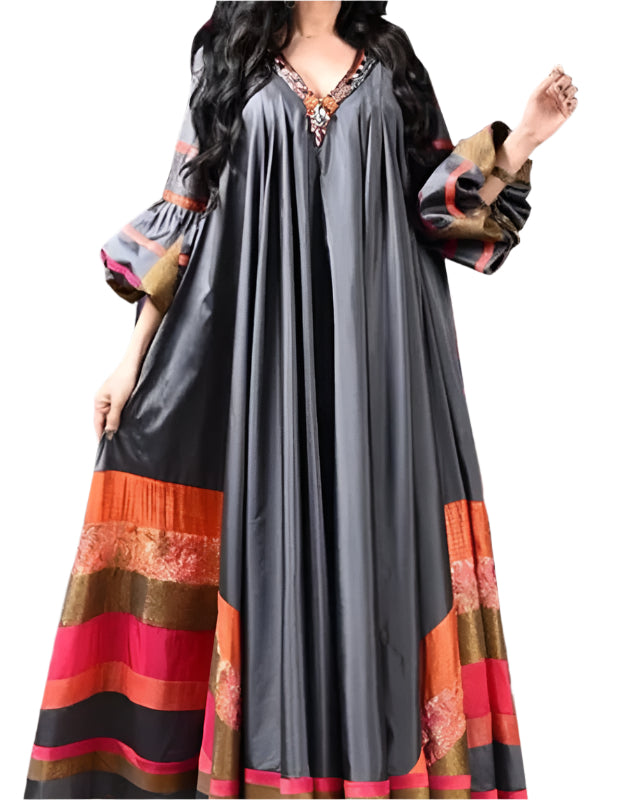 Vintage Printed Breathable Loose Abaya - Palm and Thread