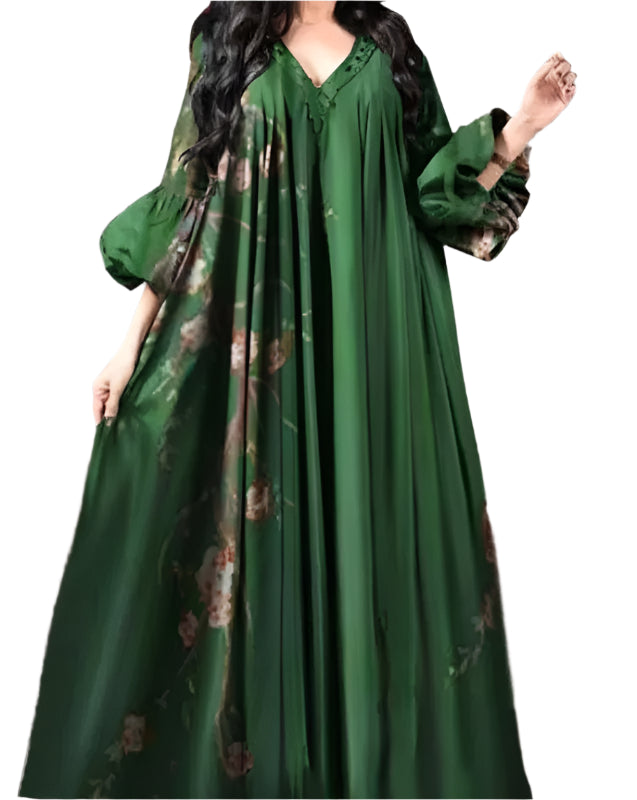 Vintage Printed Breathable Loose Abaya - Palm and Thread