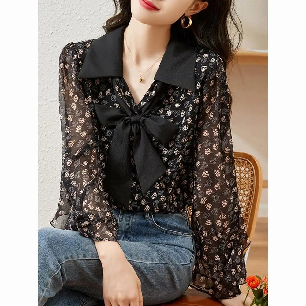 New Fashionable Long Sleeved Chiffon Top - Palm and Thread