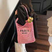 Fashion Straw Hollow Woven Shoulder Bag - Palm and Thread