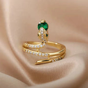 Gold Plated Stainless Steel Snake Ring - Palm and Thread