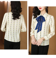 Striped Satin Chain Print Blouse - Palm and Thread