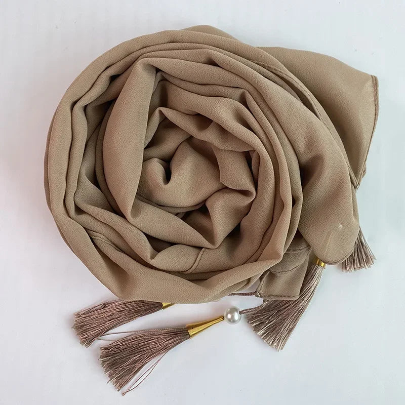 Bubble Chiffon Hijab Solid Color Long shawls - Palm and Thread