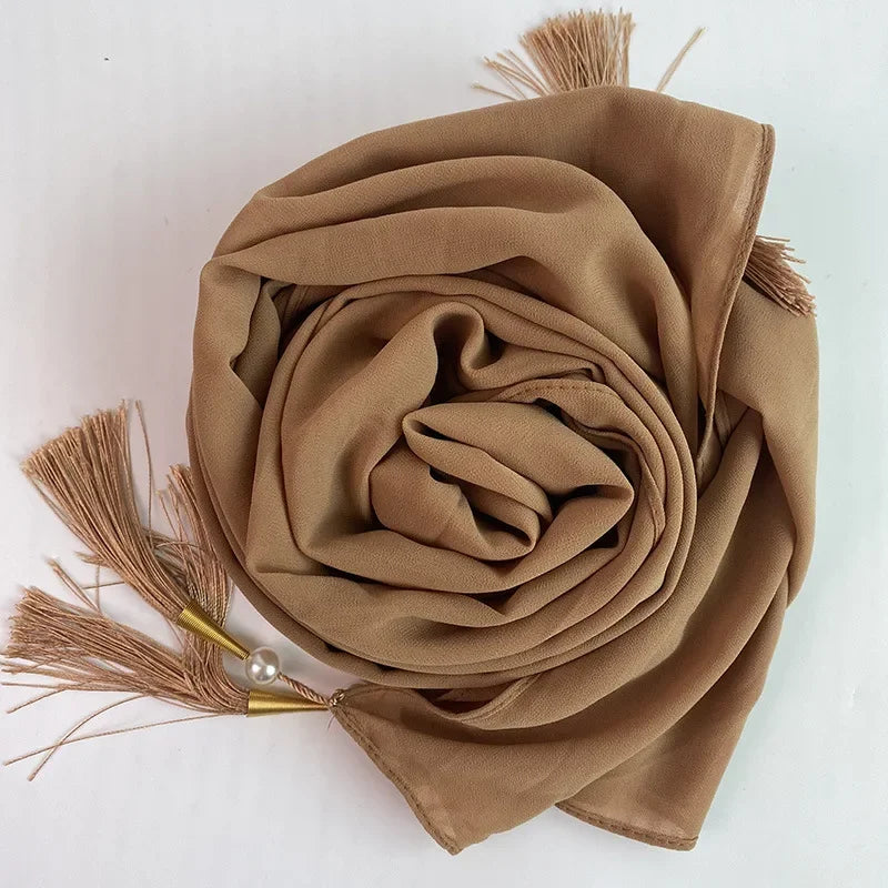 Bubble Chiffon Hijab Solid Color Long shawls - Palm and Thread