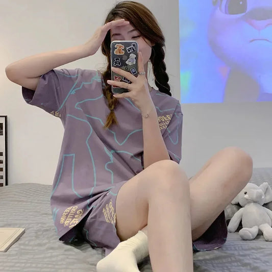 New Short-Sleeved Sweet and Lovely Ladies Pajama