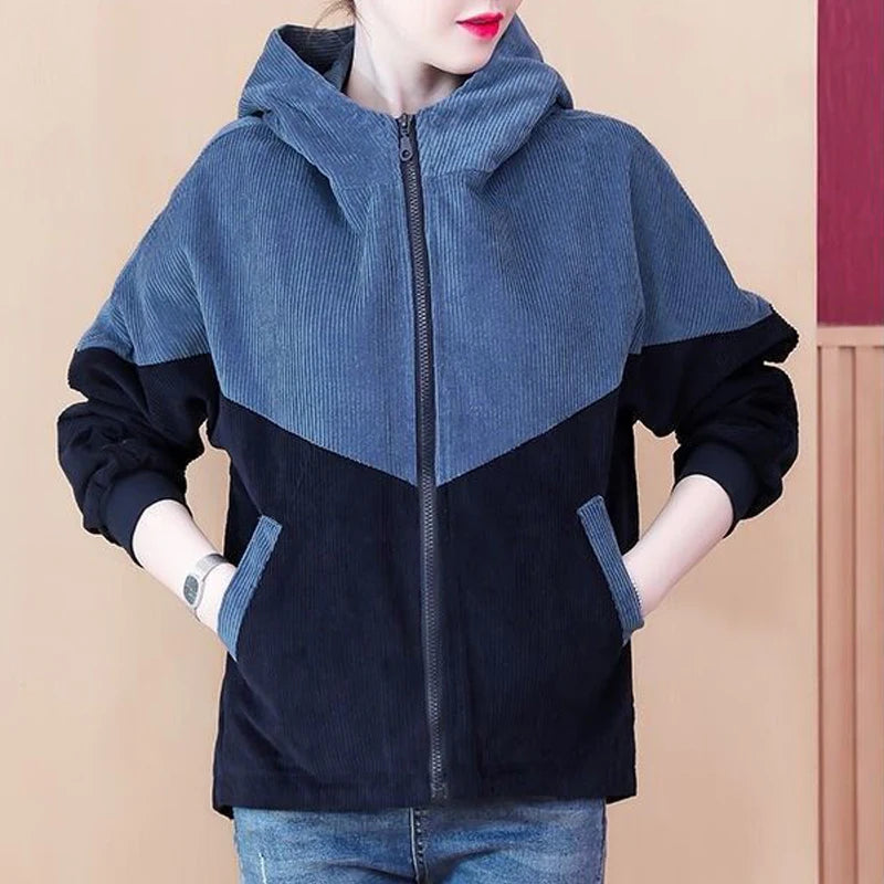 Vintage Corduroy Zipper Hooded Jacket - Palm and Thread