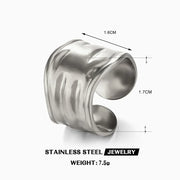 Multiple Styles Stainless Steel Geometric Texture Wide Ring - Palm and Thread