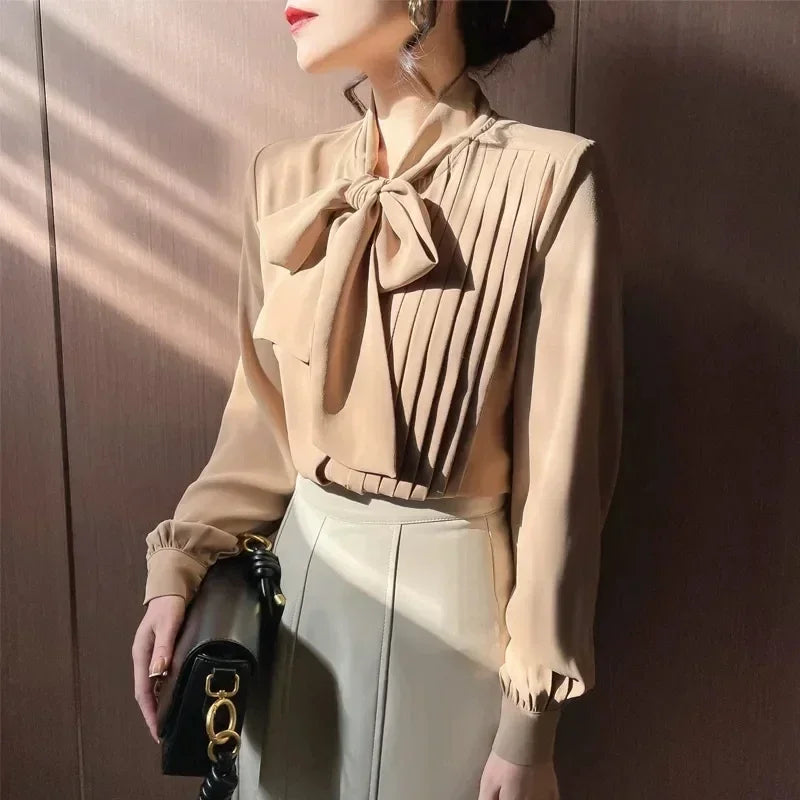 Elegant Bow Neck Top - Palm and Thread