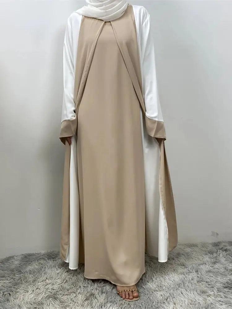 Luxury Splicing Fake Two Pieces Abaya - Palm and Thread