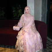 Floral Embroidery Organza Abaya - Palm and Thread