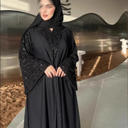 Black Open Include Hijab Turban Abaya - Palm and Thread
