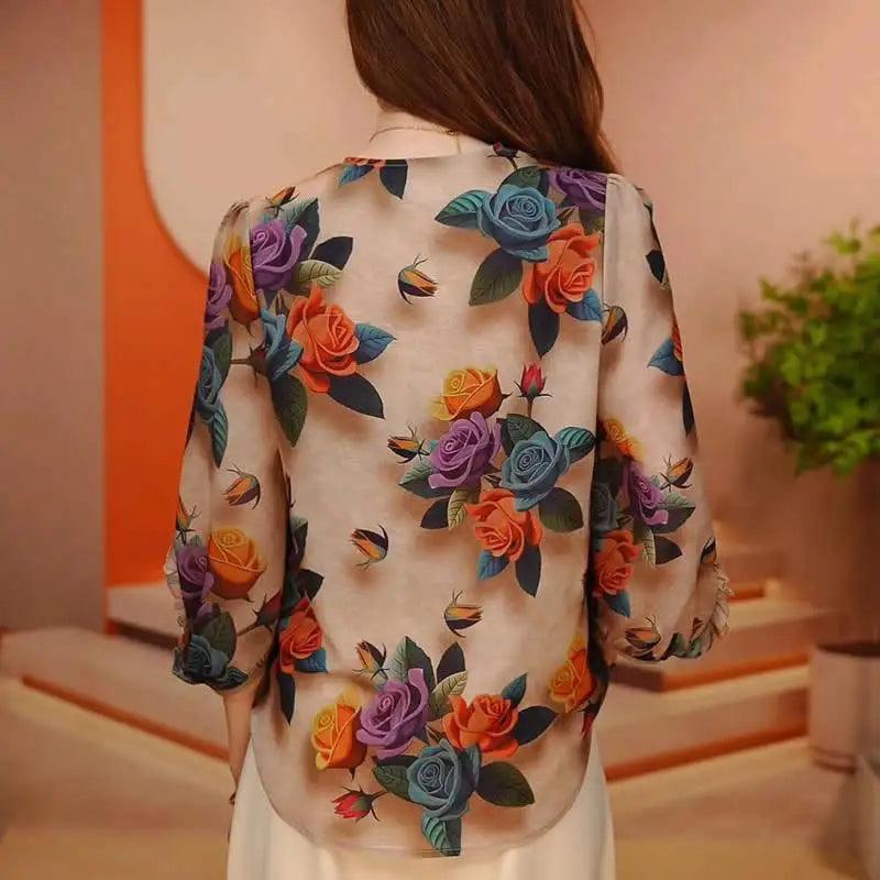 Floral Print Elegant Blouse - Palm and Thread