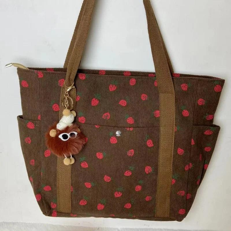 Beautiful Corduroy Strawberry Shoulder Bag - Palm and Thread