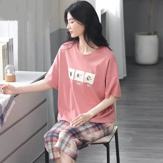 New Homewear Set of Short-Sleeved Pajama - Palm and Thread