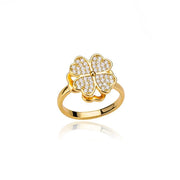 Spinner Zircon Heart Four Leaf Clover Ring - Palm and Thread