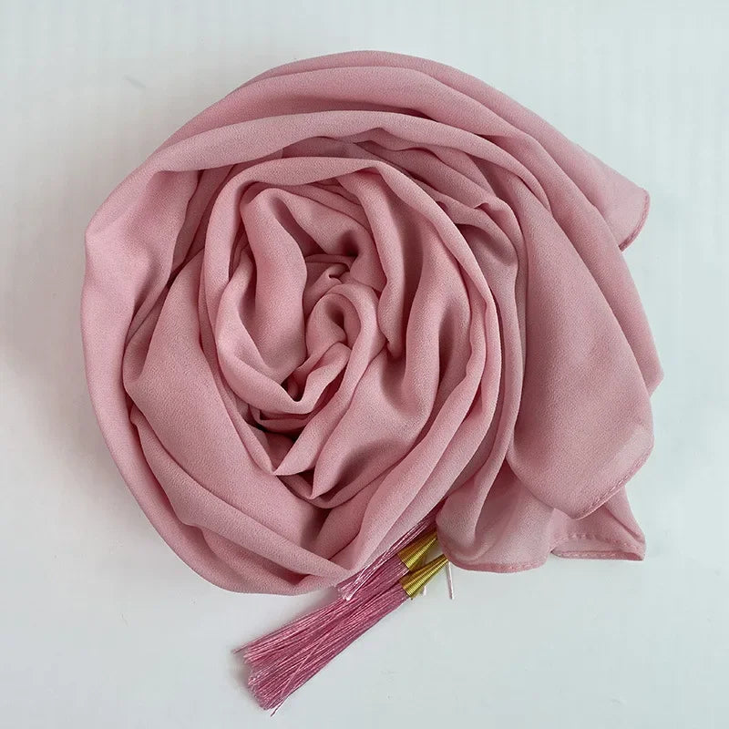 Bubble Chiffon Hijab Solid Color Long shawls - Palm and Thread