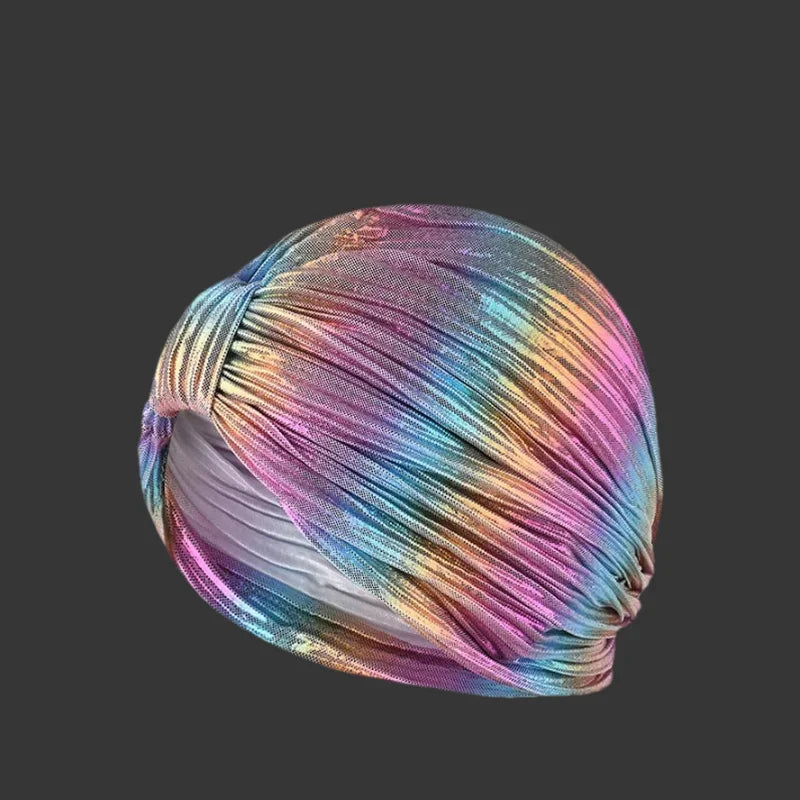 Multicolor Polyester Folds Turban Ribbon Wrap - Palm and Thread