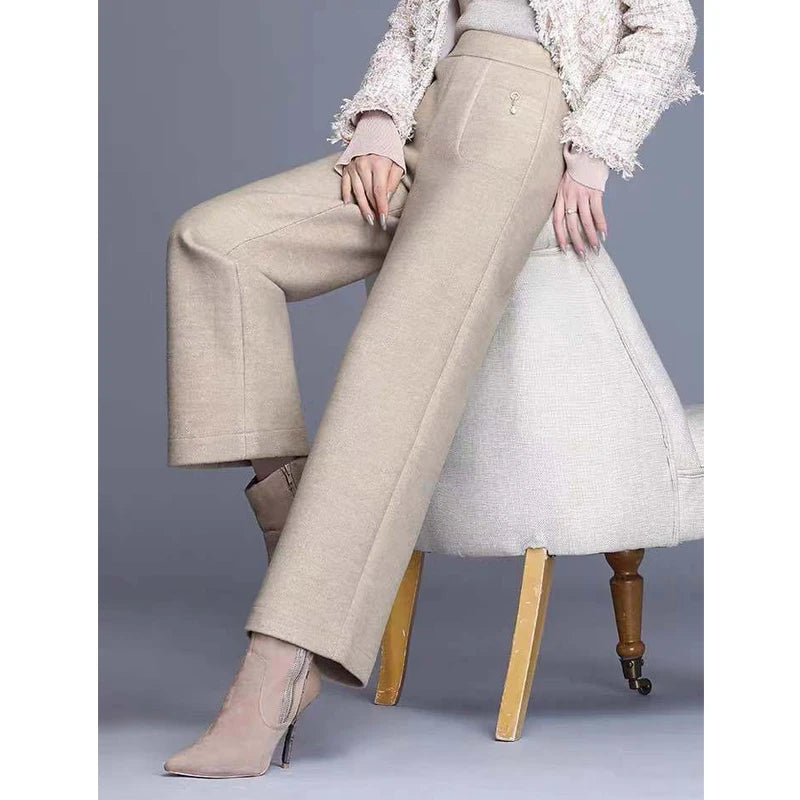 Elegant Thick Woolen Straight Pant - Palm and Thread