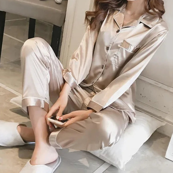 Silk Satin Loungewear Pajama - Palm and Thread