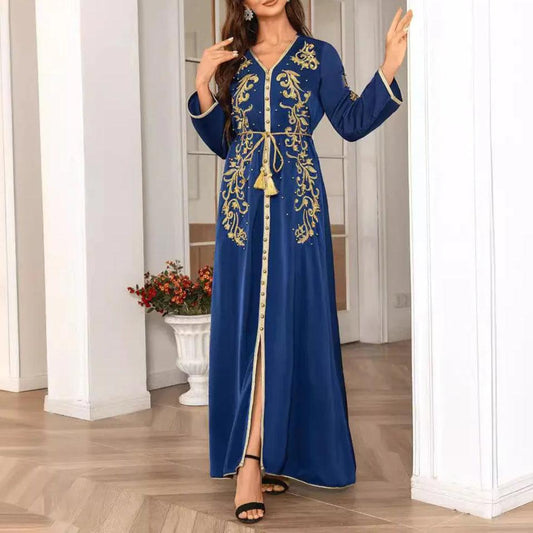 V-neck Long sleeved Robe Abaya - Palm and Thread