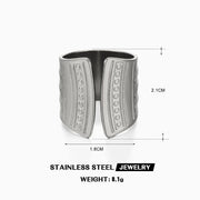 Multiple Styles Stainless Steel Geometric Texture Wide Ring - Palm and Thread