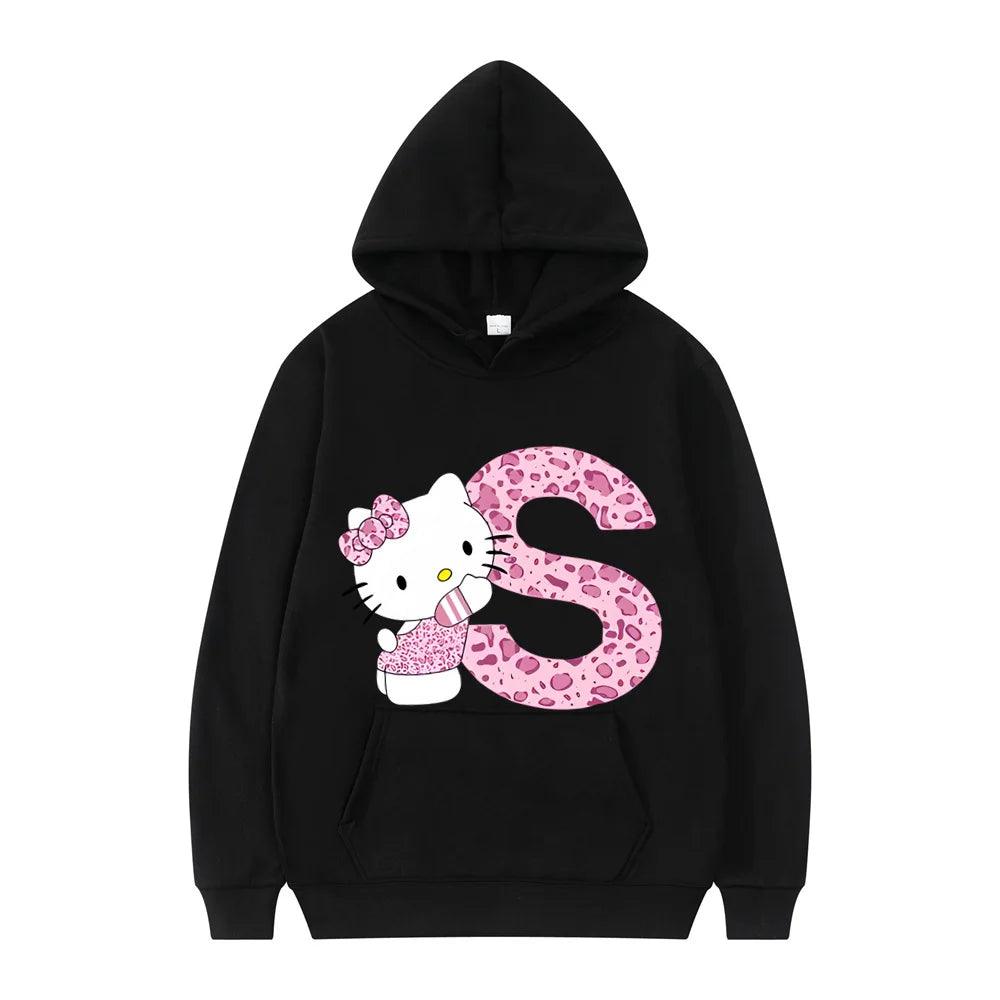 Black Hello Kitty Letter Hoodie - Palm and Thread