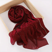 Rhinestone Edge Chiffon Hijab Elegant Breathable Sunscreen Head Wrap - Palm and Thread
