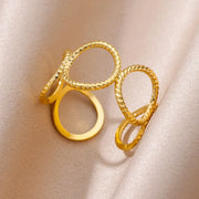 Stainless Steel Gold Color Open Gothic Ring - Palm and Thread