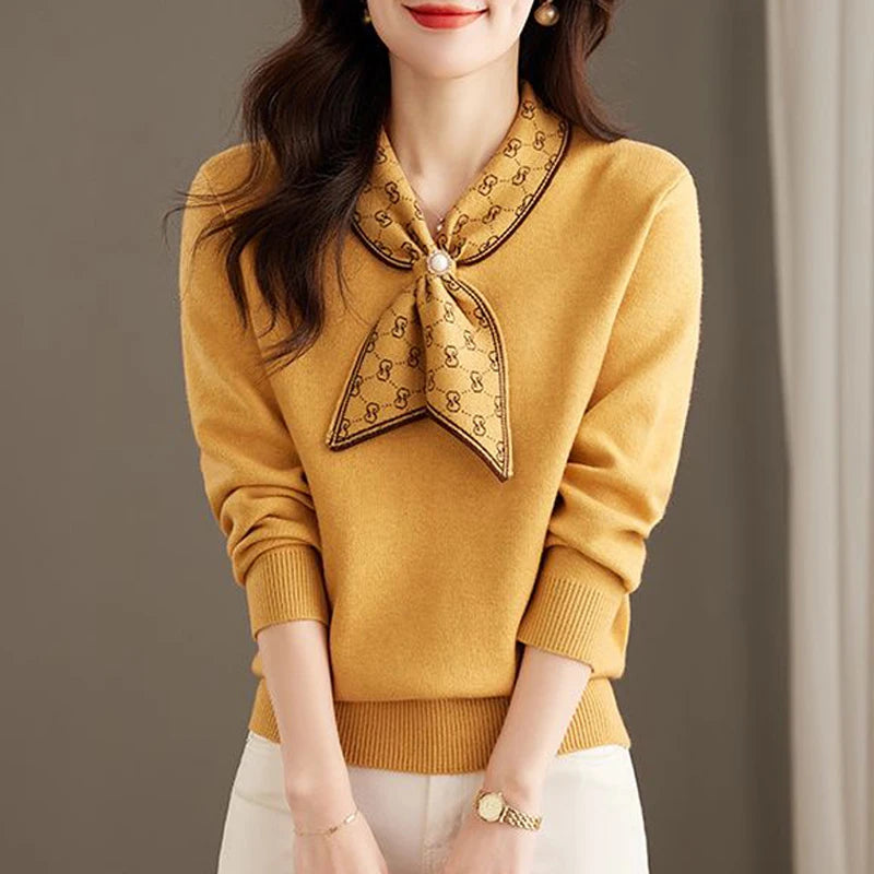 Beaded Bow Elegant Knitted Sweater Top - Palm and Thread