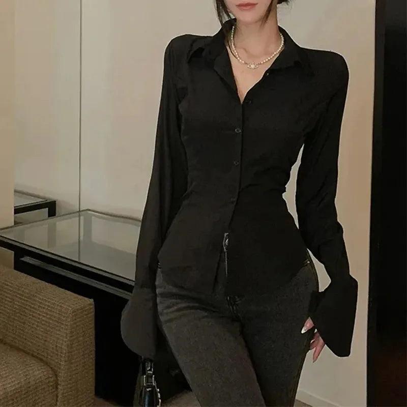 Fashion Bandage Casual Bell Sleeve Shirt New - Palm and Thread