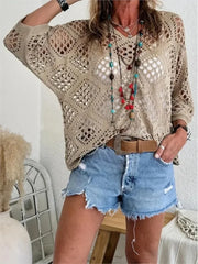 Hollow Out Knitted Sweater - Palm and Thread