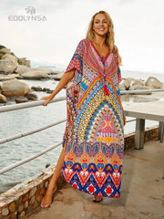 Bohemian Printed Loose Beach Dress - Palm and Thread