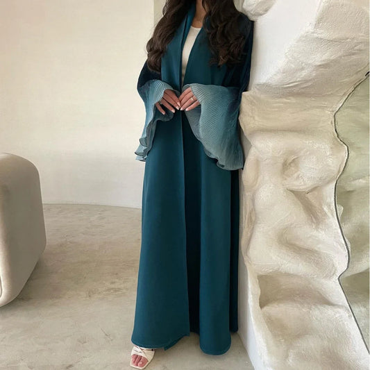 Flare Sleeve Casual Open Front Abaya