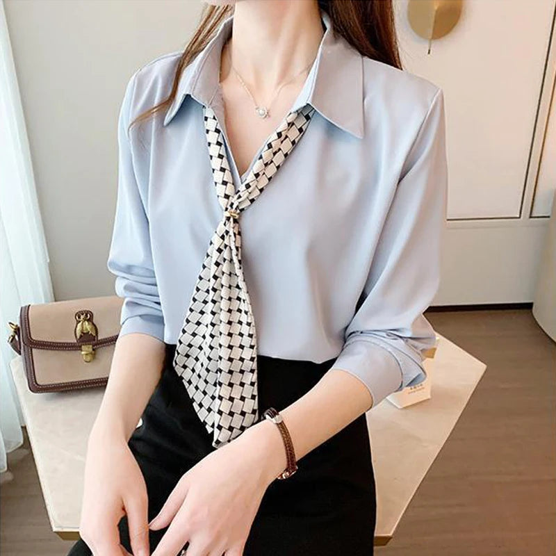 Fashion Chiffon Elegant Chic Bow Tie Blouse - Palm and Thread