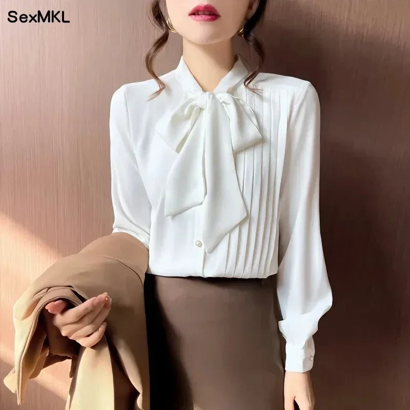 Elegant Bow Neck Top - Palm and Thread