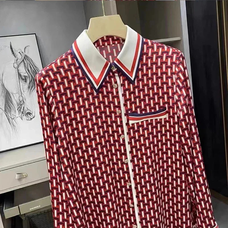 Red Plaid Printed Blouse - Palm and Thread
