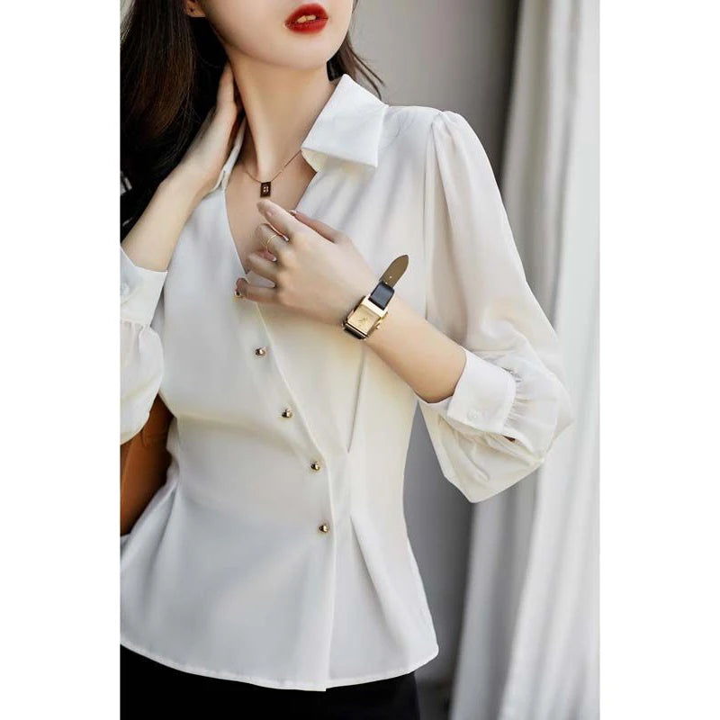 Chic Asymmetrical Button Up Shirt Blouse - Palm and Thread