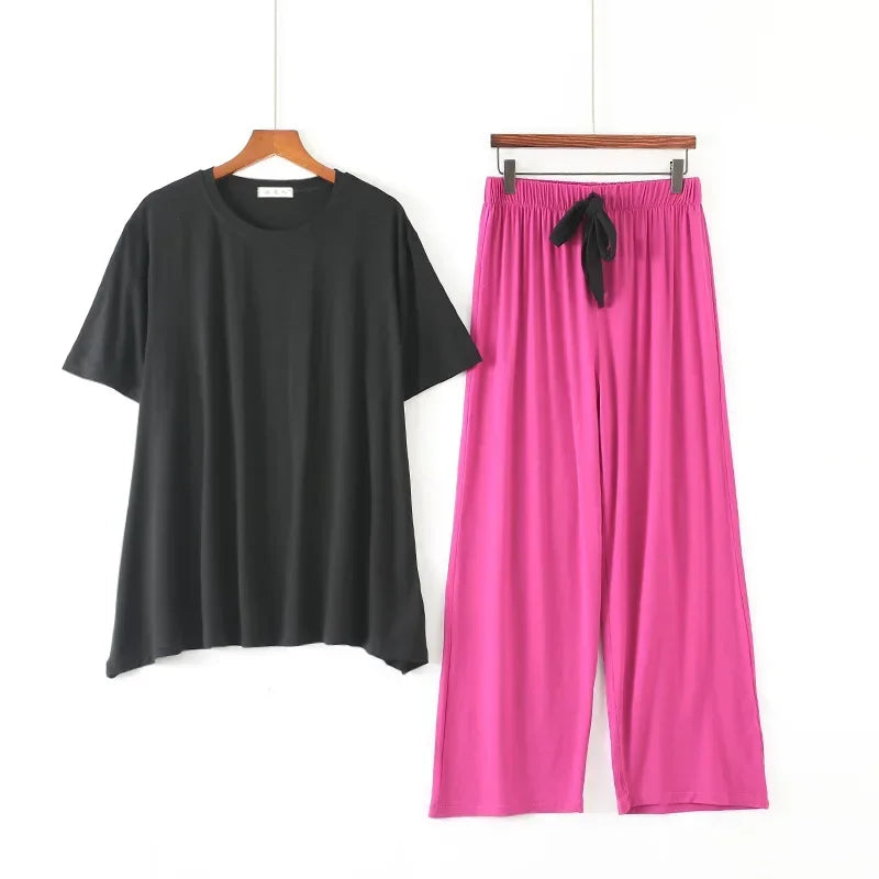 Summer two-piece comfortable pajama set - Palm and Thread