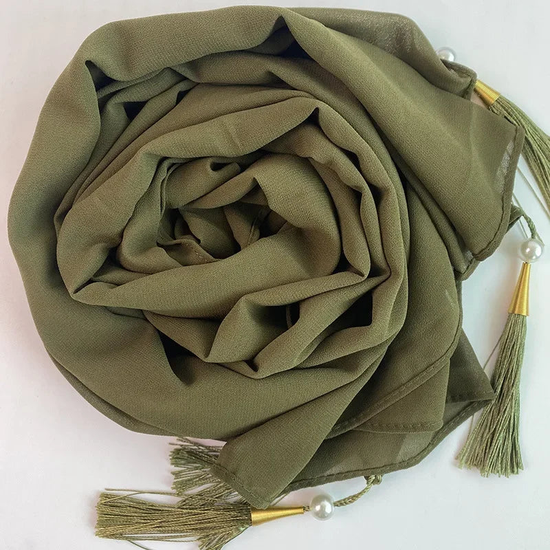 Bubble Chiffon Hijab Solid Color Long shawls - Palm and Thread