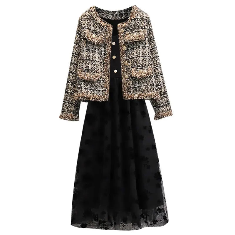 Woolen Jacket + Lace Dress Matching Set - Palm and Thread