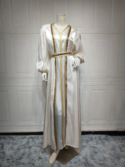 Satin Open Abaya - Palm and Thread
