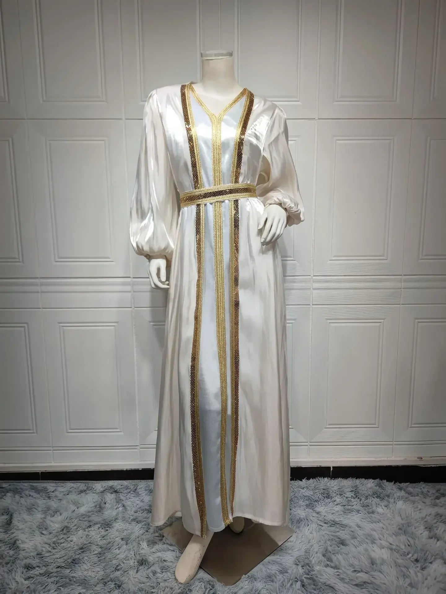 Satin Open Abaya - Palm and Thread