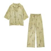 Jacquard Loose Shirt Pant Matching Set - Palm and Thread
