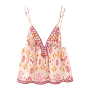 Versatile Embroidery Beaded Print Top - Palm and Thread