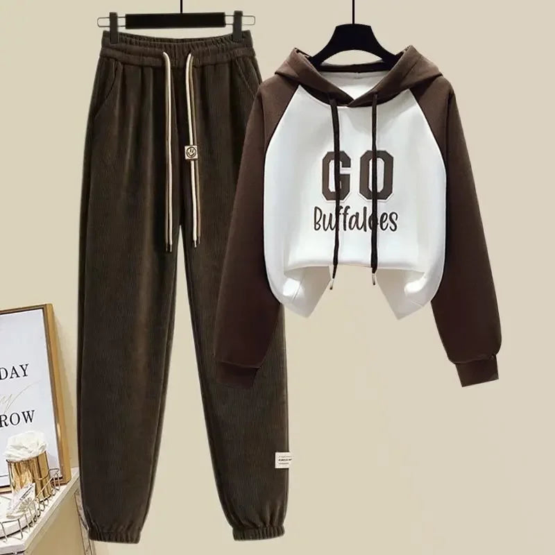 Hooded Print Top Loose Pant Set - Palm and Thread