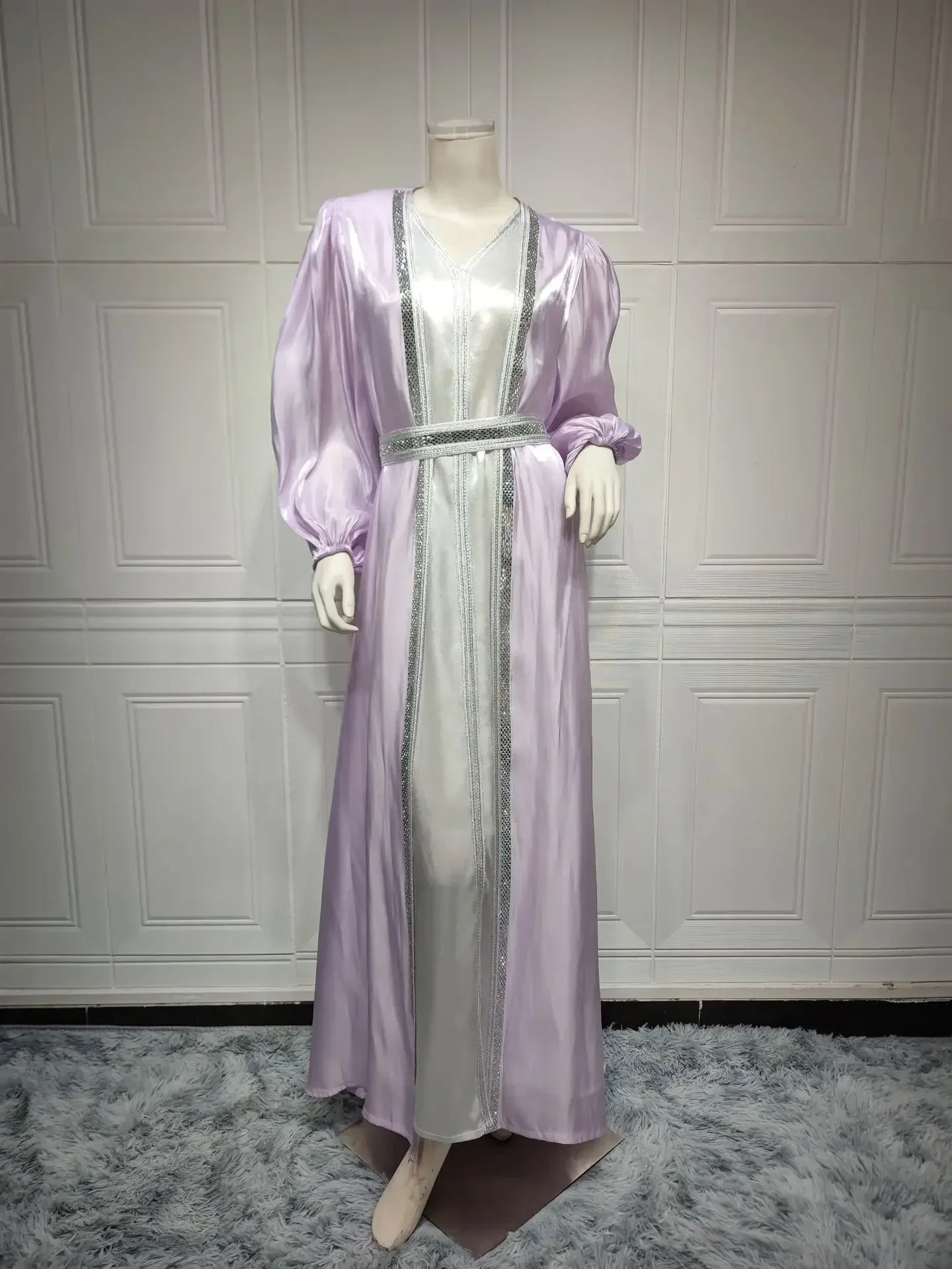 Satin Open Abaya - Palm and Thread