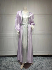 Satin Open Abaya - Palm and Thread